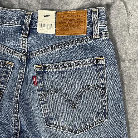 Levi's High Loose Flare Jeans Womens 26 X 32 Blue Wash High Rise Distressed - Picture 13 of 14